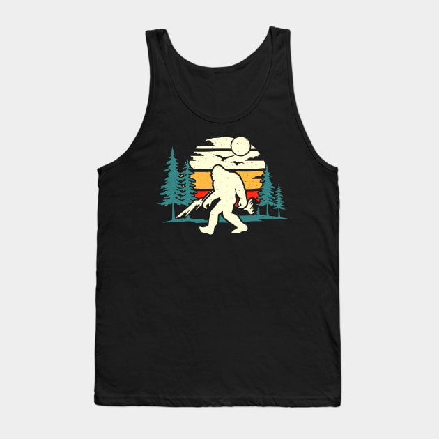 Vintage Bigfoot Forest Camping Tank Top by Dylante